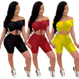 Nightclub Pit Stripe Shoulder Two Piece Set Q523