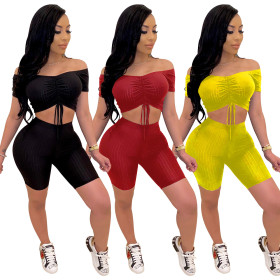 Nightclub Pit Stripe Shoulder Two Piece Set Q523