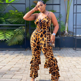Sexy backless V-neck flared flared pants plus size women's overalls OSS20636