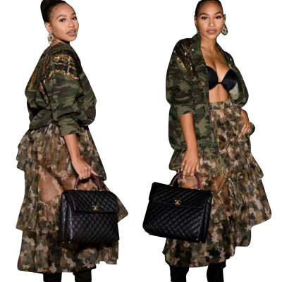 Factory Price See Through Leopard Printing Mesh Layer Skirts LS6300