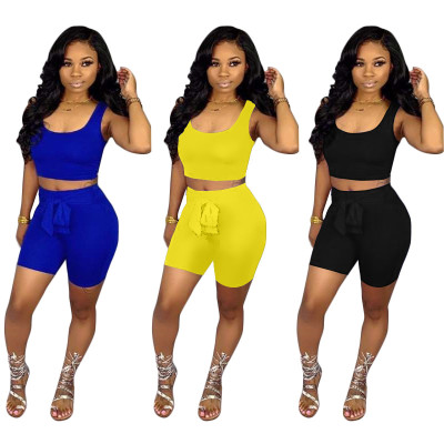 Running Slim Short Track Suits Tank Top Solid Shorts D8278
