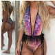 Color color AB face sequins tassel one-piece swimsuit bikini QS-1831