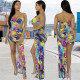 Sexy Fashion Irregular Colorful Strapless Dress ALS116