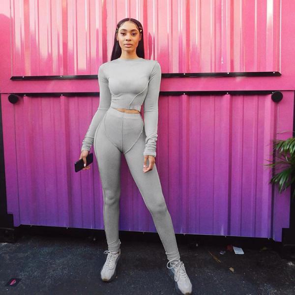 womens Fashion Line Long Sleeve Skinny Sports Suit S1738216