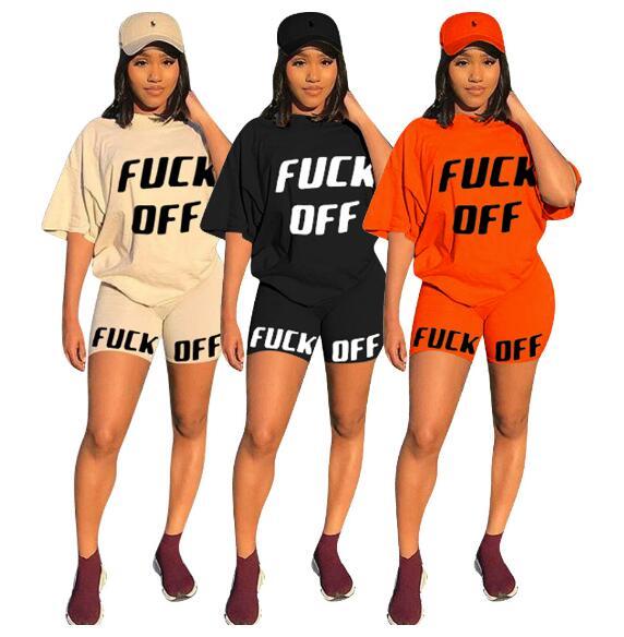 Women's letter printed sports casual loose two-piece suit MN086