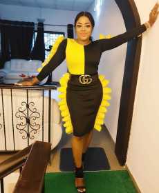 Fashion Color Patchwork Pleated Long Sleeve Midi Dress R6112