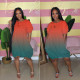Women's Gradient Color Loose Short Sleeve Dress HM5351