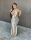 Sexy stitching leopard print dress S6237