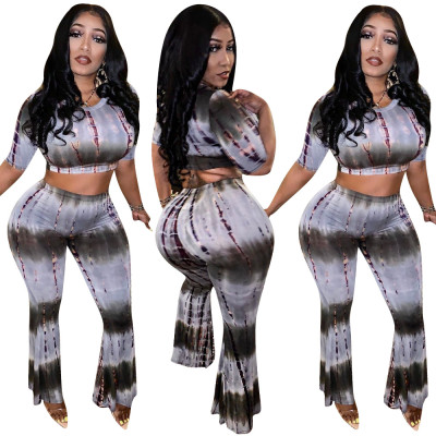 New Design Outdoor Women Two-Piece Printing Pants Suits KK8058