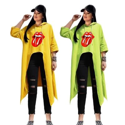 Street Style Women Loose 3/4 Sleeves Hooded Top KK8062