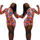 Print Long Sleeves Bodyco Mini Dress YYZ713