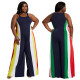 Sexy Striped Printed Suspender Large Size Jumpsuit YF1191