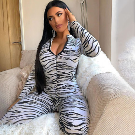 Women's printed high-waist skinny buttocks casual jumpsuit A20152J