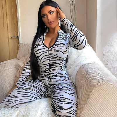 Women's printed high-waist skinny buttocks casual jumpsuit A20152J
