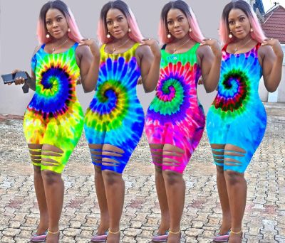 Sexy tie dye burnt jumpsuit RSN741