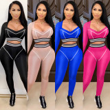 Suit striped color matching T-shirt temperament commuter Womens two-piece suit CYF3695