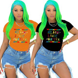 Sexy printed cute letter T-shirt HY5154