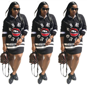 Hot Sale Women Printing 3/4 Sleeves Casual Dress For Daily Wear H1251
