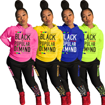 Winter Hoodie Pencil Pants Letters Print Hot Sale Ladies Outfits LS6316