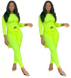 Split T-Shirt Tight Leggings Cheap Plain Color Leisure Sets YM8062