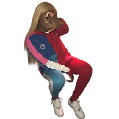 Color Patchwork Leisure Suits Long Sleeves T Shirt Skinny Pants ZH5100