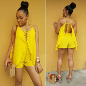 Sexy Outfits Sleeveless Bandage Top Bodycon Shorts HM5112