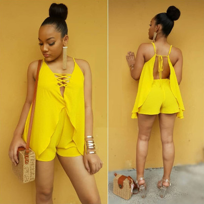 Sexy Outfits Sleeveless Bandage Top Bodycon Shorts HM5112