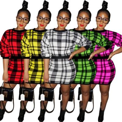 Sexy plaid padded sweater bag hip skirt ZSC078
