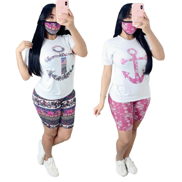 Net red burst fashion printing two-piece set (including mask) YM8116