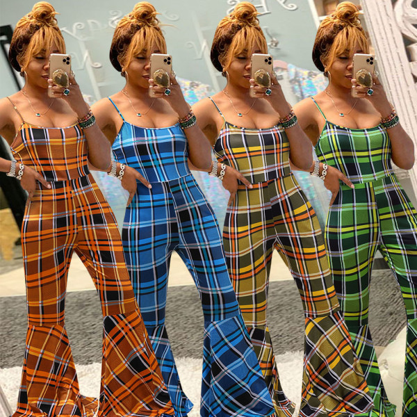 Casual Suspenders High-Waist Flare Pants Jumpsuit NS6368