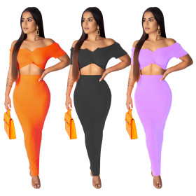 Online Sale Ladies Bodycon Pure Color Skirt Suits SDD9135