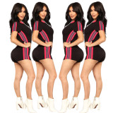 Wholesale Price Bodycon Short Sleeves Jumpsuit With Zipper YYZ605