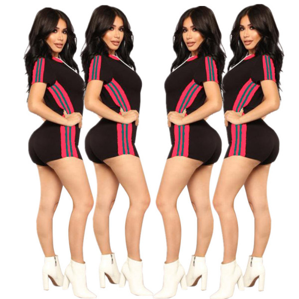 Wholesale Price Bodycon Short Sleeves Jumpsuit With Zipper YYZ605