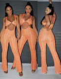 Unique Ladies Tight Printing Low-Cut Long Jumpsuit YX9111