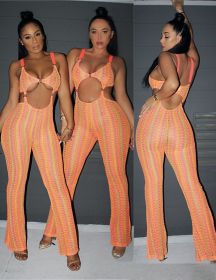 Unique Ladies Tight Printing Low-Cut Long Jumpsuit YX9111
