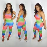 Bodycon Sexy Iridescent Condole Belt Backless Jumpsuit H1126