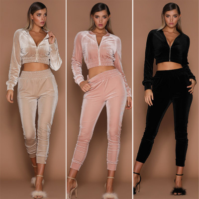Solid color sweater zipper sports autumn body FLY71884