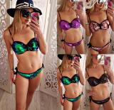AB face sequins sexy big split swimsuit QS-1826