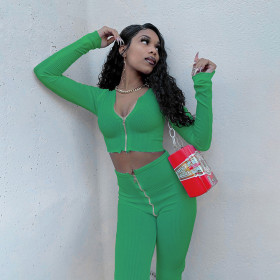 Pure color slim sexy pull-on fashion casual suit K20S08960