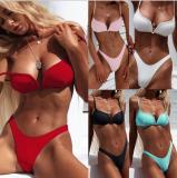 Bikini cross-border solid color sexy split MR2927