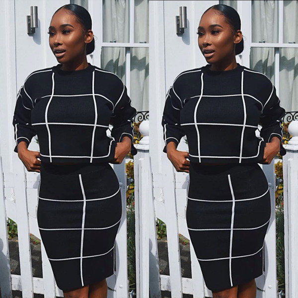 Long Sleeves Autumn Winter Bodycon Dress Sets AL012