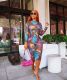 Sexy Printed Round Neck Long Sleeves Midi Dress NK177