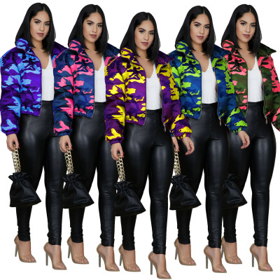Womens fashion autumn and winter new style cotton coat camouflage jacket 5 colors QZ4551