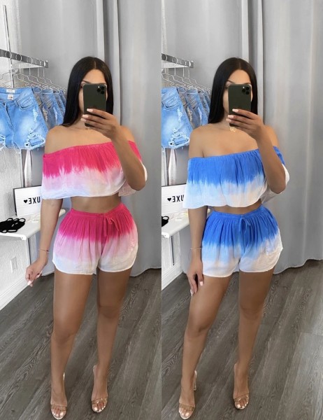 Sexy women's sports and leisure suit gradient two-piece suit XYI9032