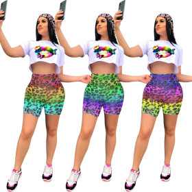 Women's Lips Leopard Casual Set Tricolor KK8201