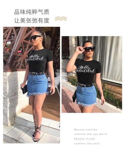 Burrowed fringed denim skirt and lady's hip skirt Q6065