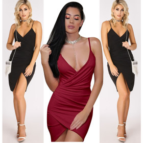 Deep V Neck Sexy Women Club Mini Dress WMZ6233