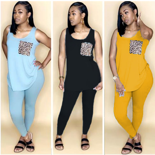 Spring and summer sleeveless solid color trousers two-piece suit AMM8221