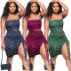 Polka dot split fold sexy sling suit LM8167