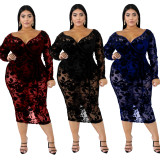 Lace Sexy Perspective Oversize V Collar Ladies Dress QZ4076